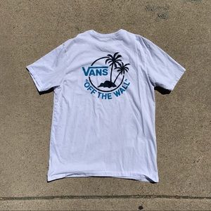 Vans Palm Tree Graphic White T-Shirt Top Slim Fit